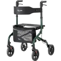 Multimotion Rollator Lumo Groen - Lichtgewicht (slechts 5,9 kg) en opvouwbaar - Inclusief rugsteun en wandelstok houder - Voor binnen en buiten