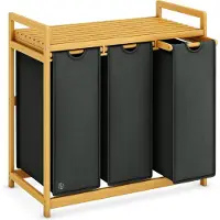 Equivera Wasmand 3 Vakken - Wassorteerder - Driedelige Wasmand - Organizer Kleding - Laundry Basket - Wasbox