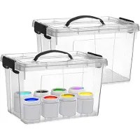 PlasticForte Opslagbox - 2x - met deksel - transparant grijs - 11 liter - 34 x 24 x 21 cm - kunststof - opbergdoos - opbergen