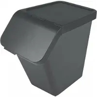 Sunware Sigma Home sorteer bak met deksel - afvalbak - antraciet - stapelbaar - 40L - 49 x 27 x 45 cm