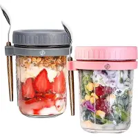 Equivera Overnight Oats Potjes - Muesli Beker - Mason Jar - Havermout - Set - Must have voor jouw ontbijt