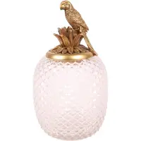 Baroque - Decoratief beeld of figuur - Glazen Pot Papegaai 28,5 cm - Goud - Resin - 28.5x15x15 - Polyresin