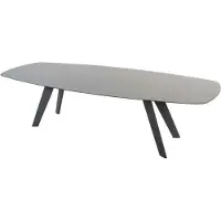 4SO Montana tafel onderstel antraciet 280 x 113 cm barrel met blad antraciet keramiek terrazzo