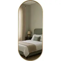 MISOU Wandspiegel - Goud - Ovale - Spiegel - Woondecoratie - Wanddecoratie - Badkamerspiegel - 72x32cm - Miroir Mural - GOLDEN