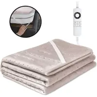 STAUS&BACH Elektrische onderdeken 160x140cm - Warmtedeken met 6 warmtestanden en timer - Wasbaar deken - Champagne roze - CozySnug