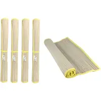 Benson Strandmat - 4x - riet - geel - 60 x 180 cm - zonmat / buitenmat