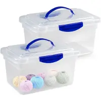 PlasticForte Opslagbox - 2x - met deksel - transparant blauw - 9 liter - 35 x 23 x 20 cm - kunststof - opbergdoos - opbergen