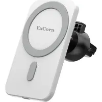 ExCorn MagSafe Autohouder/lader White/Wit – Geschikt voor iPhone 15 – Draadloze oplader – Wireless Charging – Magnetisch – Auto/Car Holder