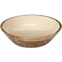 Home Deco Factory Salade serveer schaal - Fruitschaal/fruitmand - mango hout - D28 x H7 cm - bruin/beige - Pure luxe