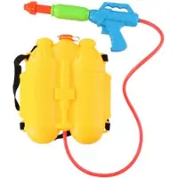 Eddy Toys Waterpistool spuit - geel - 32 cm - 2100 ml - met rugzak watertank - waterspuit - zomer speelgoed
