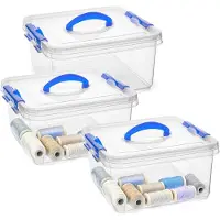 PlasticForte Opslagbox - 3x - met deksel - transparant blauw - 5 liter - 24 x 24 x 13 cm - kunststof - opbergdoos - opbergen