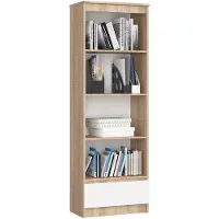 Akord Kantoorkast R60 met 4 Planken en 1 Lade / Furniture Factory / Sonoma Eik - Wit / 60 x 180 x 35 cm