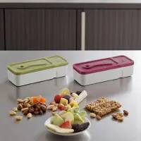 Trudeau - Set van 2 kleine Snackbakjes Snackbox - met lepel en vakje voor Dressing - Snack gezond en verantwoord - Ideaal voor tussendoor
