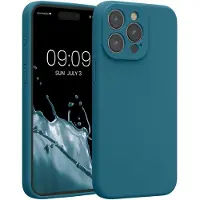 Kwmobile telefoonhoesje geschikt voor Apple iPhone 15 Pro Max - TPU backcover met siliconen coating - Smartphone case in mat petrol