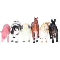 Atmosphera Speelgoed boerderij dieren speelfiguren - set 6x stuks - kunststof - tussen 8-10 cm - mix van dieren