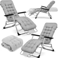 Sofotel Opvouwbare Ligbed met kussen ChillWell set van 2 stuks grijs