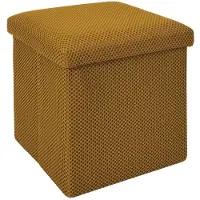 Home Deco Factory Poef/hocker Atome - opvouwbaar - stof - opbergbox - okergeel - polyester/mdf - 38 x 38 cm