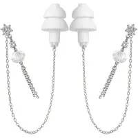 Despora Oorbellen Voor Oordopjes - (Sliertjes) - Oordopjes Festival - Oordoppen - Oorbellen Dames - Te Gebruiken Met Airpods - Zilverkleurig