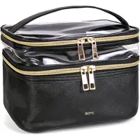 BOTC Toilettas - Make-up tasje - Toilettas - 2 lagen - Met handige vakjes - Cosmetica organizer - Toilettas Maat - Toilettas Etui - Zwart