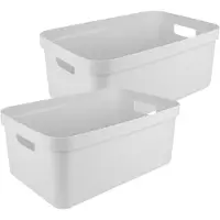 Sunware opbergbox Sigma - 2x - kunststof - 45 liter - wit - opberg dozen/bakken - opbergers - 39 x 59 x 24 cm