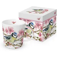 Ppd - mok met koolmeesje - bloesem - 4 dl - porselein - moederdag - kado - kadoverpakking - Oiseau printemps