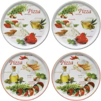 MamboCat Set van 4 pizzaborden Napoli Pizzafoods groen + rood 33cm