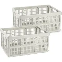 PlasticForte Opvouwbare krat - 2x - beige - 48 x 35 x 24 cm - boodschappen - 32 liter - kunststof