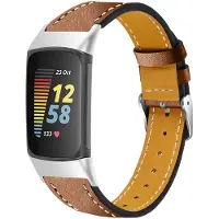 Strap-it Modern leren bandje met gespsluiting - geschikt voor Fitbit Charge 5 / Fitbit Charge 6 (bruin)