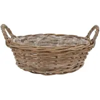 DK Design Plantenmand/aardappelmand tafelmodel - Ivy - met handvatten - rotan - B25 x H13 cm - binnen/buiten