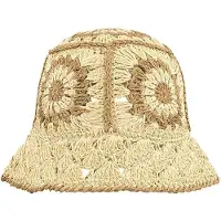 Yehwang -Crochet-hoedje- Bucketcap-Buckethat-Granny stitch-Raffa-Beige