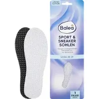 Balea Sport & Sneaker Inlegzolen - Maat 38/39 - Wit | 1 Paar Latexschuim-inlegzooltjes | Met Actieve Kool tegen Onaangename Geurtjes