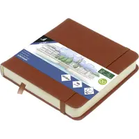 Kangaro schetsboek - 12x12cm - cognac - PU-hardcover - met elastiek en leeslint - K-861207