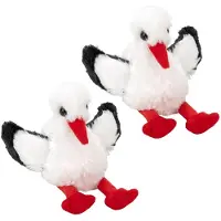 Nature Planet Pluche Ooievaar - 2x - knuffel vogel - 13 cm - zachte pluche - vogel knuffels