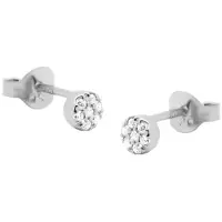 Karma Symbols oorbel zirconia disc M2505 Zilver