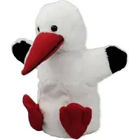 Inware Pluche witte ooievaar handpop knuffel 22 cm - Ooievaars knuffels - Poppentheater speelgoed kinderen
