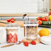 Equivera Overnight Oats Potjes - Muesli Beker - Mason Jar - Havermout - Set - Must have voor jouw ontbijt
