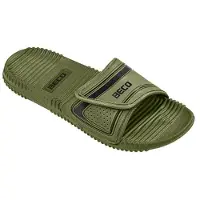 Beco badslippers - unisex - klittenband - olijfgroen/zwart - maat 45