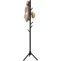 Brixy Kapstok - Staande Kapstok - 8 Haken - 175 cm - Kapstok Hout - Garderoberek - Zwart