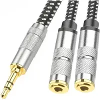 Drivv. Premium Audio Splitter - AUX - Jack Splitter - Jack Kabel - Audio Splitter 3.5 mm Jack - Male to Female - Grijs