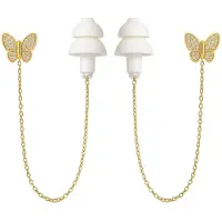 Despora Oorbellen Voor Oordopjes - (Vlinder) - Oordopjes Festival - Oordoppen - Oorbellen Dames - Te Gebruiken Met Airpods - Goudkleurig