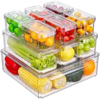 BOTC Koelkast Organizer - 10 Stuks Opbergbox - organizer bakjes - Keuken Organizers - Opbergdoos - Koelkast Bakjes - Transparant