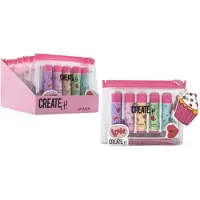 Create It - Lip Makeup - - 5 Lippenbalsem In Etui - Handig Mee Te Nemen - Voor Kinderen - Kinder Makeup - Cadeau - Kinderfeestje - Handige Etui
