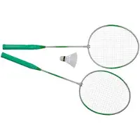 Eddy Toys Badminton rackets en shuttle setje - kunststof - groen - buiten spelen - tennis