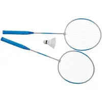 Eddy Toys Badminton rackets en shuttle setje - kunststof - blauw - buiten spelen - tennis