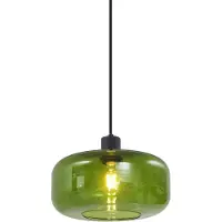 QAZQA Retro hanglamp zwart met groen glas - Bizle