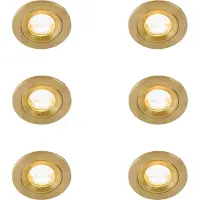QAZQA Set van 6 Moderne inbouwspot goud rond IP44 - Xena