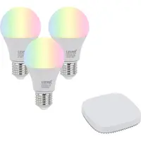 QAZQA Set van 3 smart E27 dimbare LED lampen A60 9W 806 lm 2700K-6500K incl. Zigbee Smart Hub