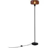 QAZQA Retro vloerlamp zwart met brons glas - Bizle
