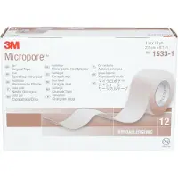 3M Micropore Chirurgische Fixatiepleister Huidskleur 2,5cm x 9,1m 1533-1 12 St Verband