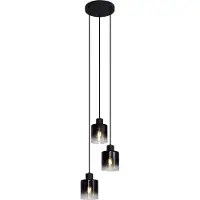 QAZQA Moderne hanglamp zwart met smoke glas 3-lichts - Dame